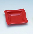 赤釉ｳｴｰﾌﾞ角皿