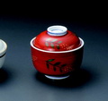 朱巻木の葉蓋物